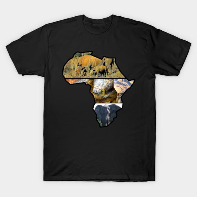 African Wildlife Continent Collage T-Shirt by PathblazerStudios